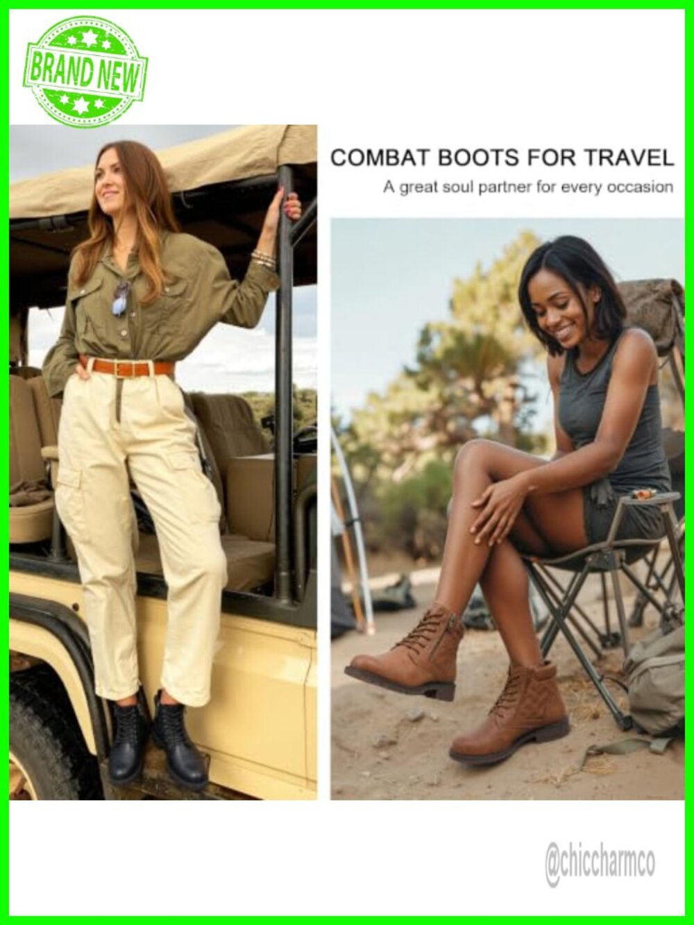 Wide Width Faux Leather Combat Ankle Boots Low Heel Lace Up Zipper - Picture 5 of 6